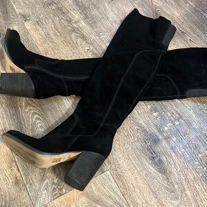 KDB Logan Over the Knee Boot Tall Black Suede Sz 10 Kelsi Dagger 4” Heel